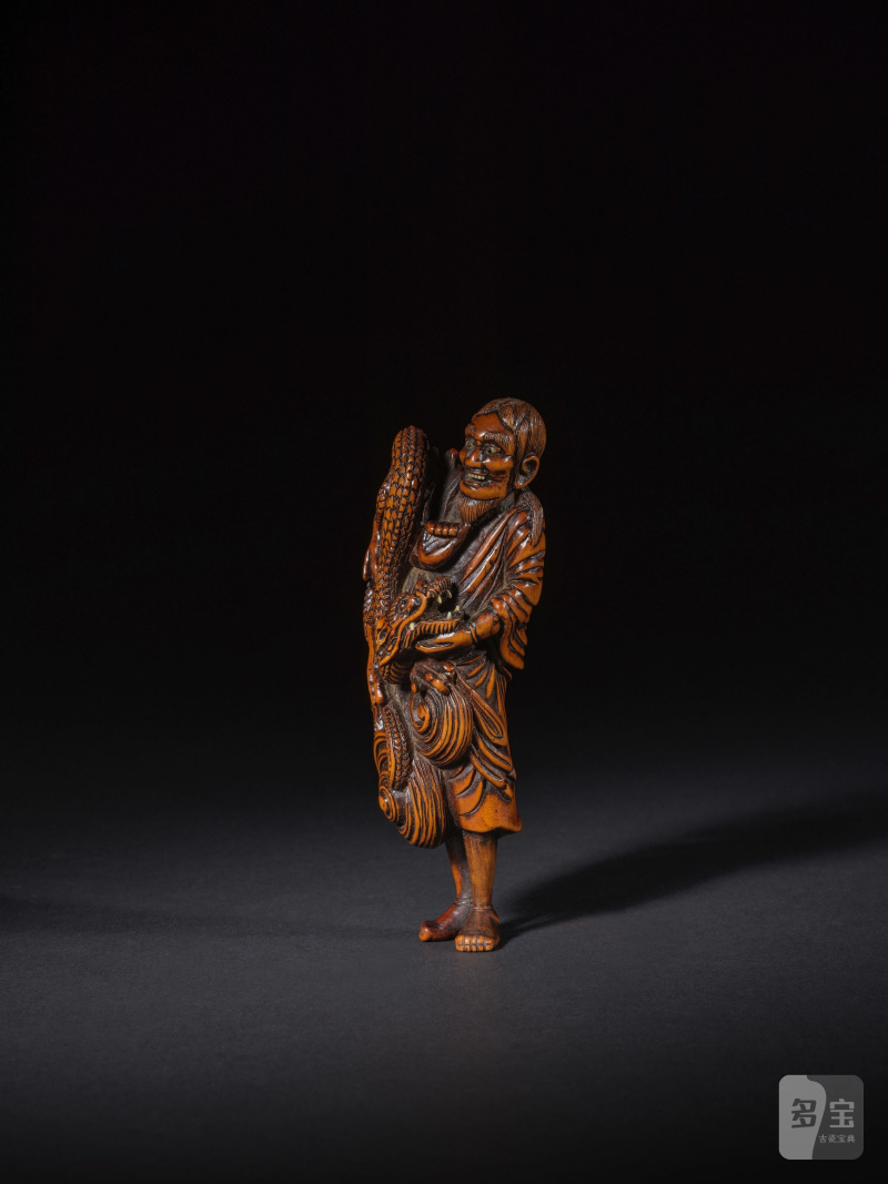 木彫根付 馬師皇 無銘 19世紀前期 | GRAND NETSUKE EN BOIS REPRÉSENTANT BASHIKO - 图10
